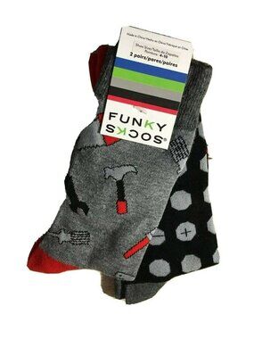 Mens Funky Socks Novelty Socks 1 Pack 2 Pair Shoe Size 4-10 Tools Black Gray NWT